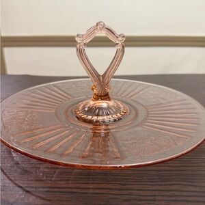 Elegant Pink Depression Glass Cake Stand